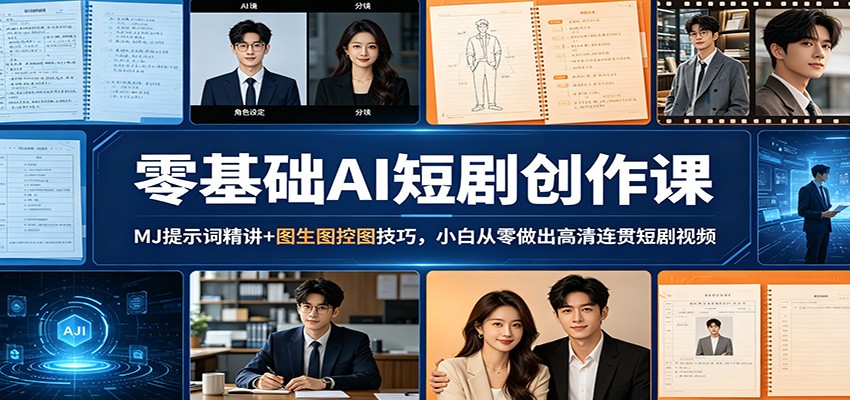零基础AI短剧创作课：MJ提示词精讲+图生图控图技巧，小白从零做出高清连贯短剧视频-心思维创富网_网上创业教程_网络创业项目