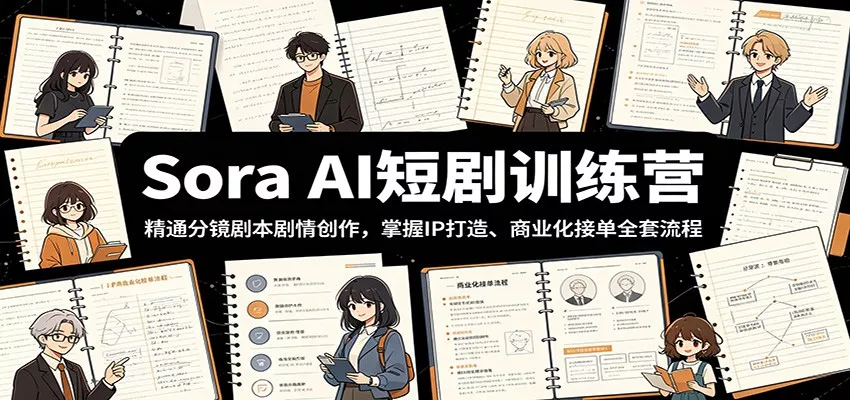 Sora AI短剧训练营：精通分镜剧本剧情创作，掌握IP打造、商业化接单全套流程-心思维创富网_网上创业教程_网络创业项目