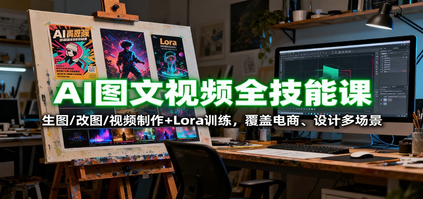 AI图文视频全技能课：生图/改图/视频制作+Lora训练，覆盖电商 、设计多场景-心思维创富网_网上创业教程_网络创业项目