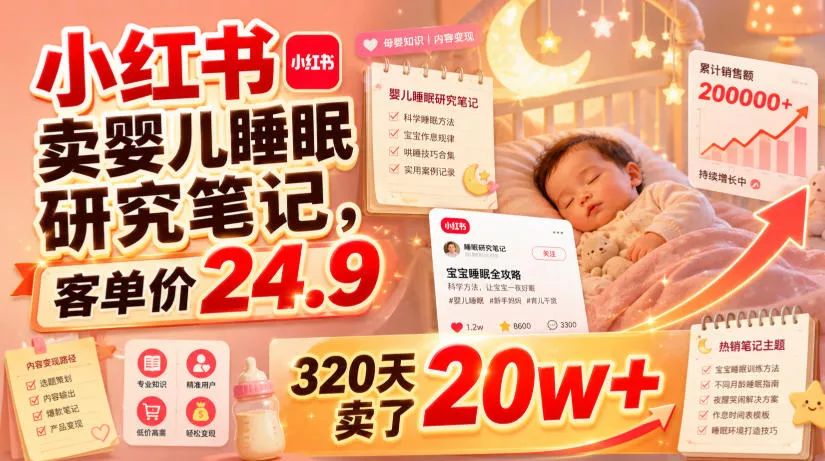 小红书卖婴儿睡眠研究笔记，客单价24.9，320天卖了20w+-心思维创富网_网上创业教程_网络创业项目
