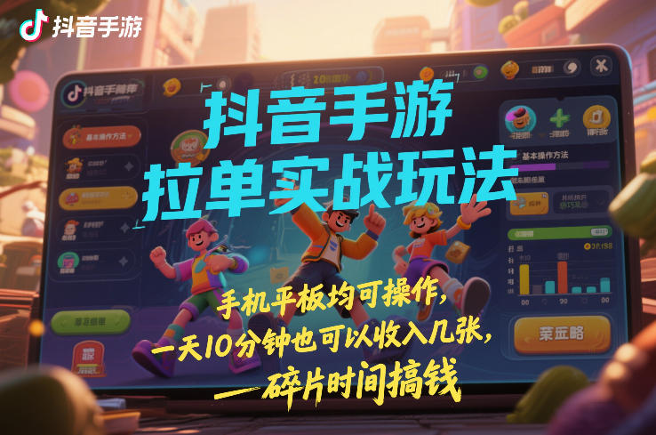 抖音手游拉单实战玩法，手机平板均可操作，一天10分钟也可以收入几张，碎片时间搞钱【揭秘】-心思维创富网_网上创业教程_网络创业项目