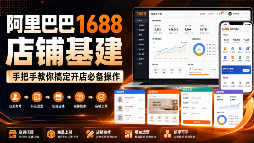 阿里巴巴1688店铺基建，手把手教你搞定开店必备操作(更新8月)-心思维创富网_网上创业教程_网络创业项目