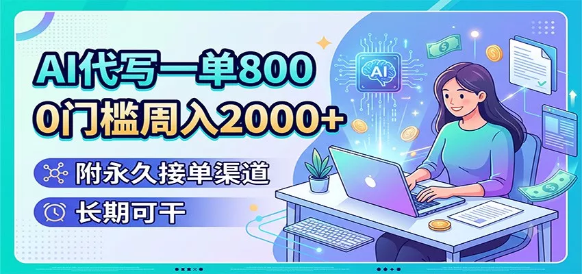 AI代写一单800，0门槛周入2000+，附永久接单渠道，长期可干-心思维创富网_网上创业教程_网络创业项目