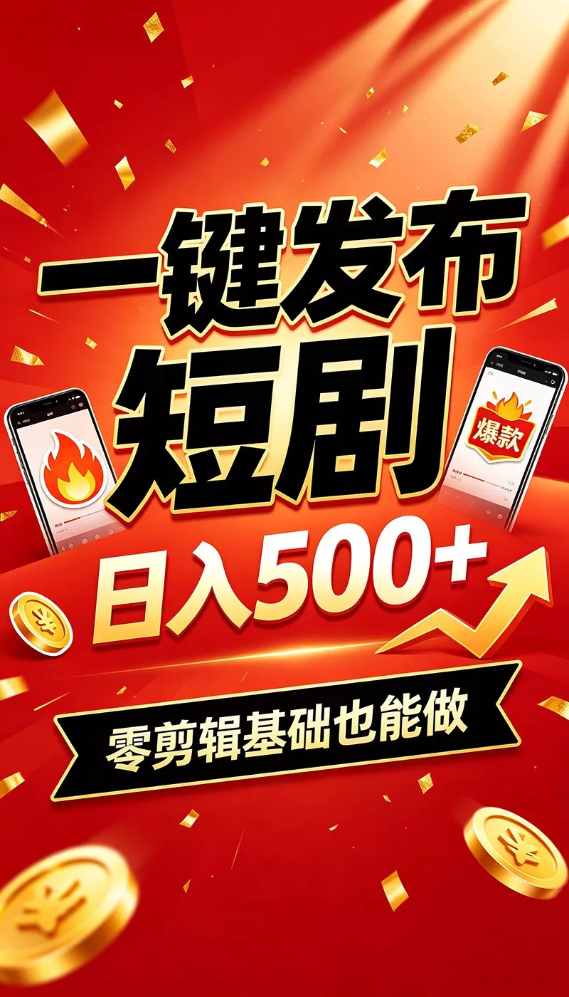快手短剧一键发布，不用剪辑操作简单，副业日入500+。空闲时间轻松赚收益-心思维创富网_网上创业教程_网络创业项目