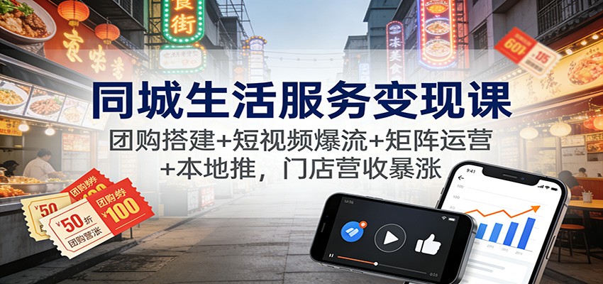 同城生活服务变现课：团购搭建+短视频爆流+矩阵运营+本地推，门店营收暴涨-心思维创富网_网上创业教程_网络创业项目