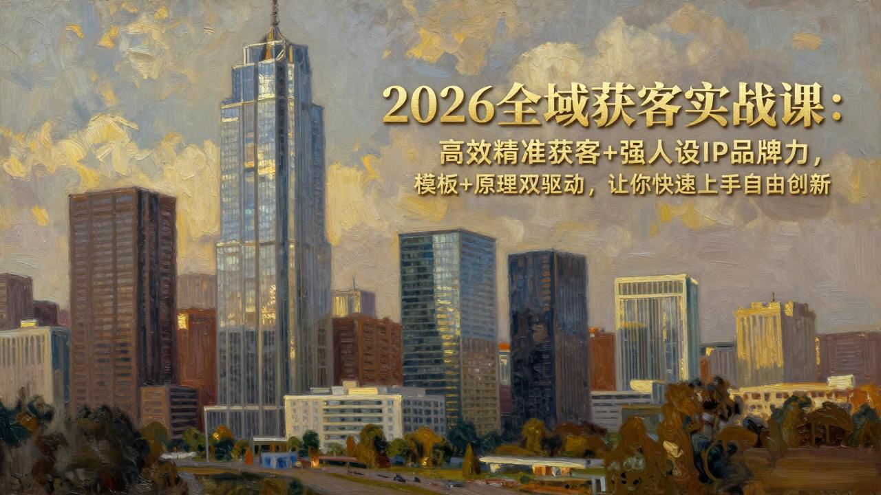 2026全域获客实战课：高效精准获客+强人设IP品牌力，模板+原理双驱动，让你快速上手自由创新-心思维创富网_网上创业教程_网络创业项目