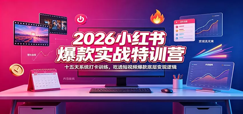 2026小红书爆款实战特训营：十五天系统打卡训练，吃透短视频爆款底层变现逻辑-心思维创富网_网上创业教程_网络创业项目