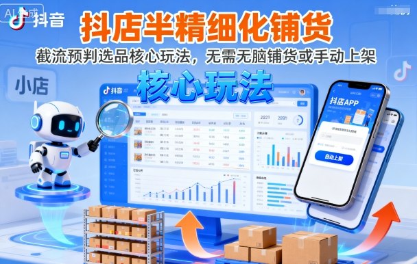 抖店半精细化铺货，截流预判选品核心玩法，无需无脑铺货或手动上架(更新9月)-心思维创富网_网上创业教程_网络创业项目