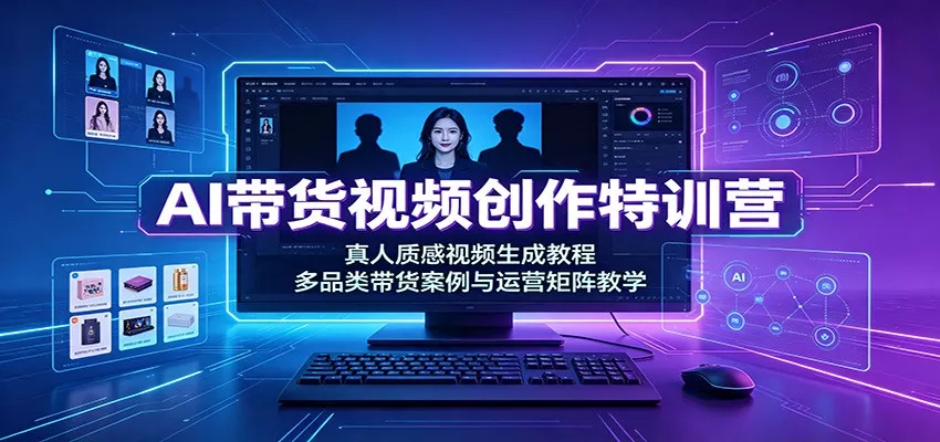 AI带货视频创作特训营：真人质感视频生成教程，多品类带货案例与运营矩阵教学-心思维创富网_网上创业教程_网络创业项目