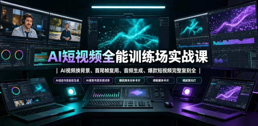 AI短视频全能训练场实战课｜AI视频换背景、首尾帧复用、音频生成、爆款短视频完整复刻全套实操教学-心思维创富网_网上创业教程_网络创业项目