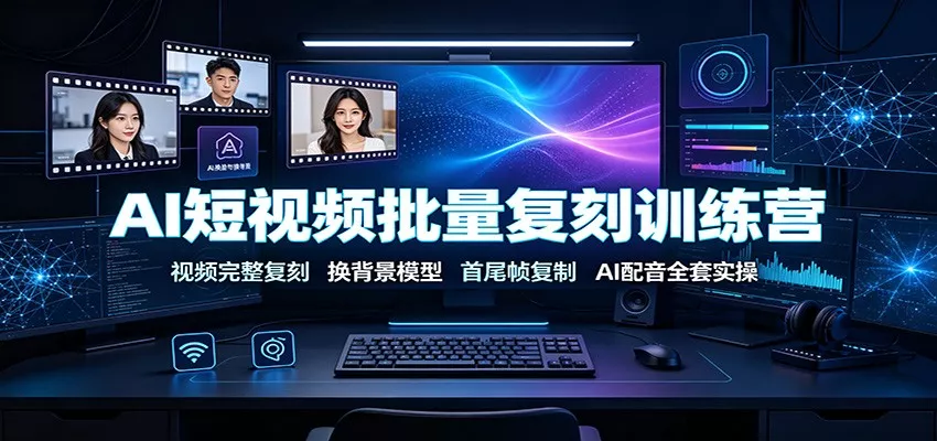 AI短视频批量复刻训练营：视频完整复刻，换背景模型、首尾帧复制、AI配音全套实操-心思维创富网_网上创业教程_网络创业项目