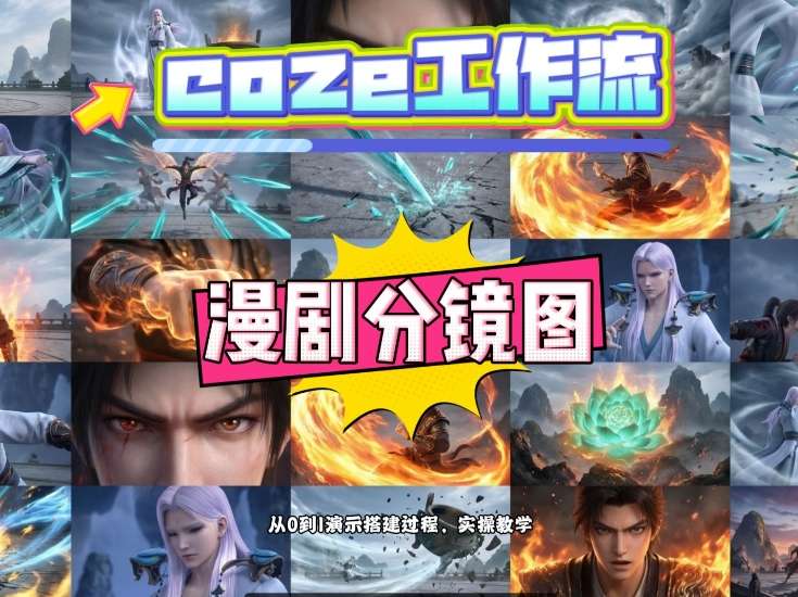 通过Coze工作流，制作《动漫分镜图》，两分钟制作完成25宫格分镜图，从0到1演示搭建过程，实操教学-心思维创富网_网上创业教程_网络创业项目