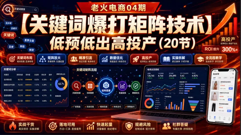 老火电商04期：【关键词爆打矩阵技术】低预低出高投产(20节)-心思维创富网_网上创业教程_网络创业项目