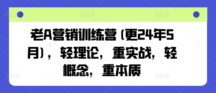 老A营销训练营(更25年10月)，轻理论，重实战，轻概念，重本质-心思维创富网_网上创业教程_网络创业项目