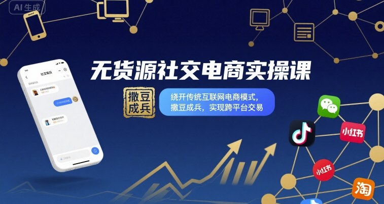 无货源社交电商实操课，绕开传统互联网电商模式，撒豆成兵，实现跨平台交易-心思维创富网_网上创业教程_网络创业项目