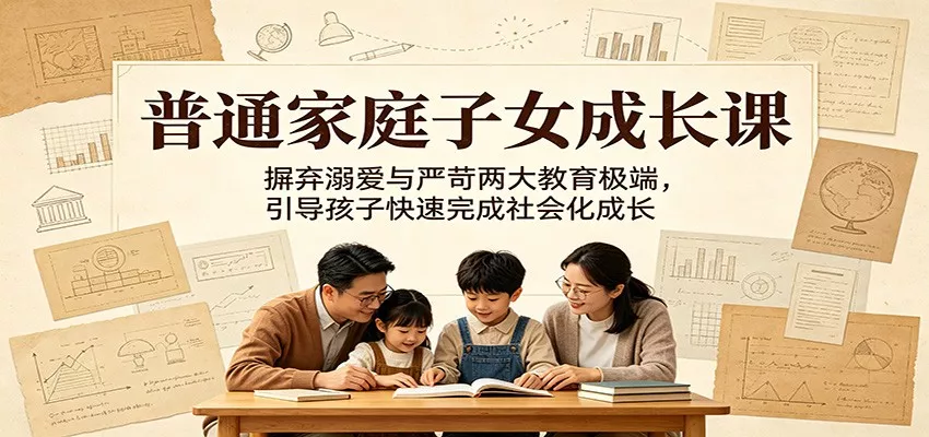 普通家庭子女成长课：摒弃溺爱与严苛两大教育极端，引导孩子快速完成社会化成长-心思维创富网_网上创业教程_网络创业项目