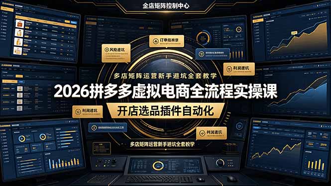 2026拼多多虚拟电商全流程实操课，开店选品插件自动化，多店矩阵运营新手避坑全套教学-心思维创富网_网上创业教程_网络创业项目
