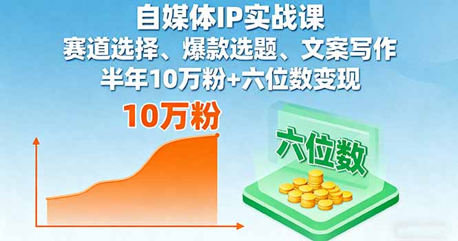 自媒体IP实战课，赛道选择、爆款选题、文案写作，半年10万粉+六位数变现-心思维创富网_网上创业教程_网络创业项目