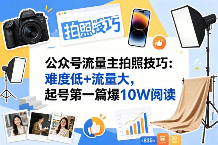 公众号流量主之拍照技巧赛道，难度低+流量大，起号第一篇就爆了10w阅读-心思维创富网_网上创业教程_网络创业项目