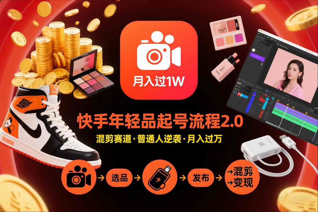快手短视频带货年轻品起号流程2.0，快手年轻品混剪赛道，普通人也能月入过1W-心思维创富网_网上创业教程_网络创业项目