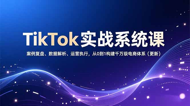 TikTok实战系统课，案例复盘、数据解析、运营执行，从0到1构建千万级电商体系(更新-心思维创富网_网上创业教程_网络创业项目