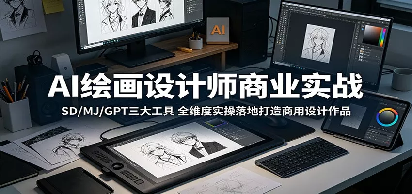 AI绘画设计师商业实战：SD/MJ/GPT三大工具，全维度实操落地打造商用设计作品-心思维创富网_网上创业教程_网络创业项目