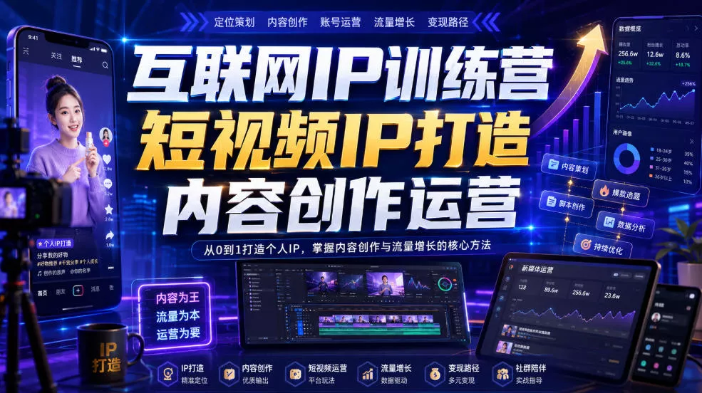 互联网IP训练营，短视频IP打造，内容创作运营-心思维创富网_网上创业教程_网络创业项目