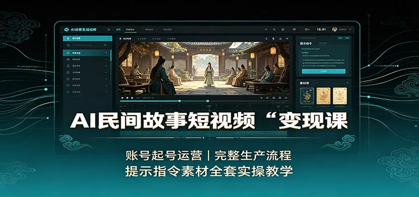 AI民间故事短视频变现课：账号起号运营，完整生产流程，提示指令素材全套实操教学-心思维创富网_网上创业教程_网络创业项目
