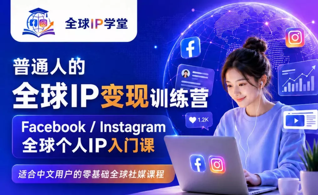 普通人的全球IP变现训练营，Facebook/Instagram全球个人IP入门课，零基础全球社媒课程-心思维创富网_网上创业教程_网络创业项目