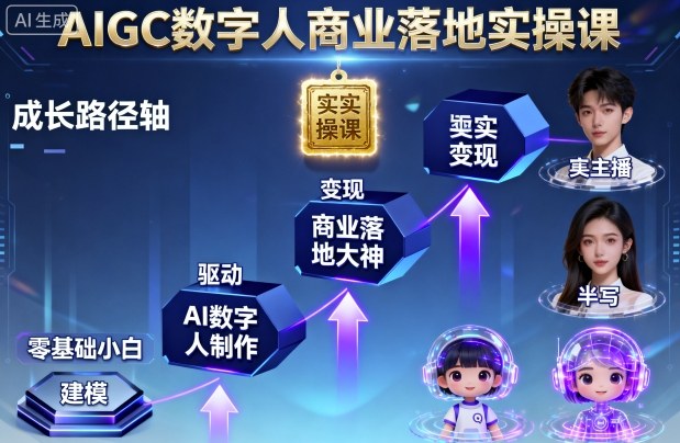 AIGC数字人商业落地实操课，从零基础小白到AI数字人大神-心思维创富网_网上创业教程_网络创业项目