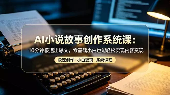 AI小说故事创作系统课：10分钟极速出爆文，零基础小白也能轻松实现内容变现-心思维创富网_网上创业教程_网络创业项目