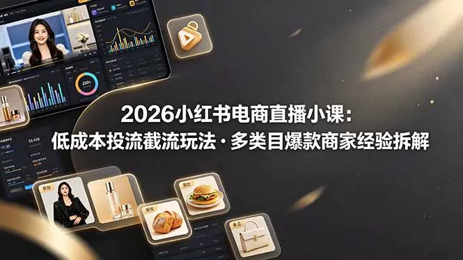 2026小红书电商直播小课，低成本投流截流玩法，多类目爆款商家经验完整拆解教学-心思维创富网_网上创业教程_网络创业项目