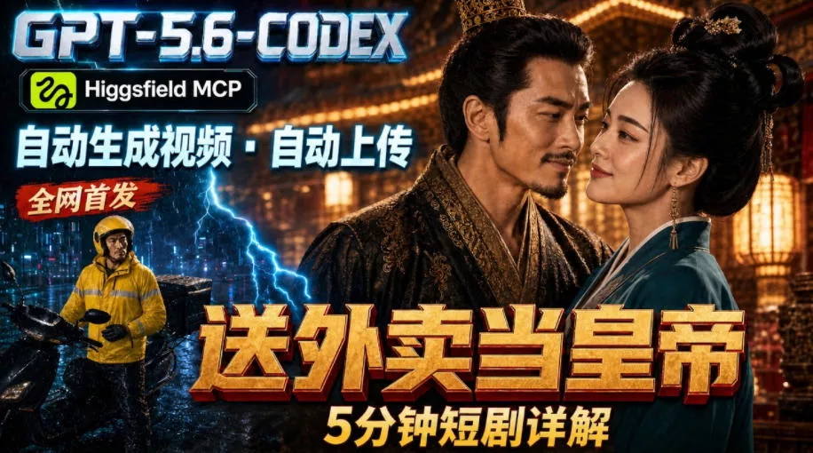 GPT-5.6 Codex+Higgsfield MCP：一条指令生成5分钟短剧并自动上传YouTube(油管)-心思维创富网_网上创业教程_网络创业项目