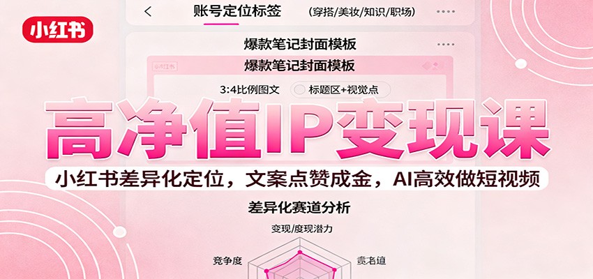 高净值IP变现课：小红书差异化定位，文案点赞成金， AI高效做短视频-心思维创富网_网上创业教程_网络创业项目