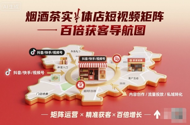 烟酒茶实体店短视频矩阵百倍获客导航图-心思维创富网_网上创业教程_网络创业项目
