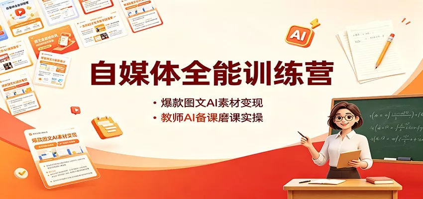 自媒体全能训练营：爆款图文AI素材变现，教师AI备课磨课实操-心思维创富网_网上创业教程_网络创业项目