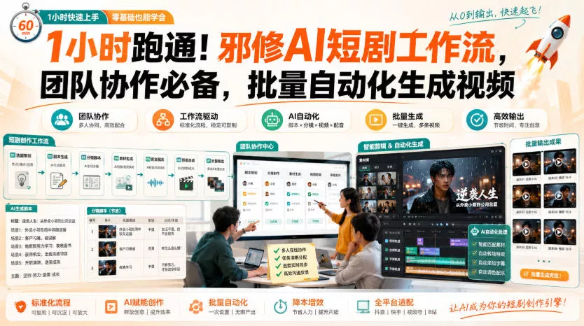 1小时跑通！邪修AI短剧工作流，团队协作必备，批量自动化生成视频-心思维创富网_网上创业教程_网络创业项目