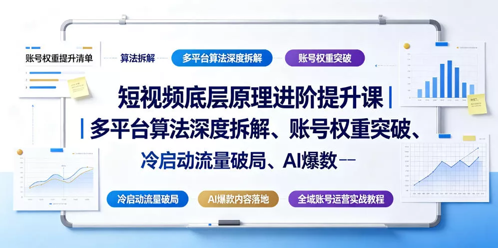 短视频底层原理进阶提升课｜多平台算法深度拆解、账号权重突破、冷启动流量破局、AI爆款内容落地与全域账号运营实战教程-心思维创富网_网上创业教程_网络创业项目