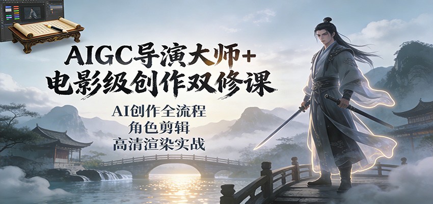 AIGC导演大师+电影级创作双修课：AI创作全流程、角色剪辑、高清渲染实战-心思维创富网_网上创业教程_网络创业项目