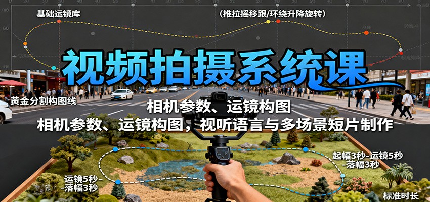 视频拍摄系统课：相机参数、运镜构图，视听语言与多场景短片制作-心思维创富网_网上创业教程_网络创业项目