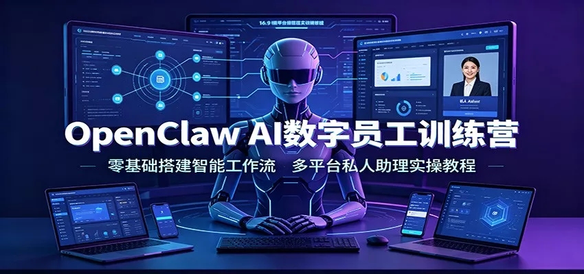 OpenClaw AI数字员工训练营：零基础搭建智能工作流，多平台私人助理实操教程-心思维创富网_网上创业教程_网络创业项目