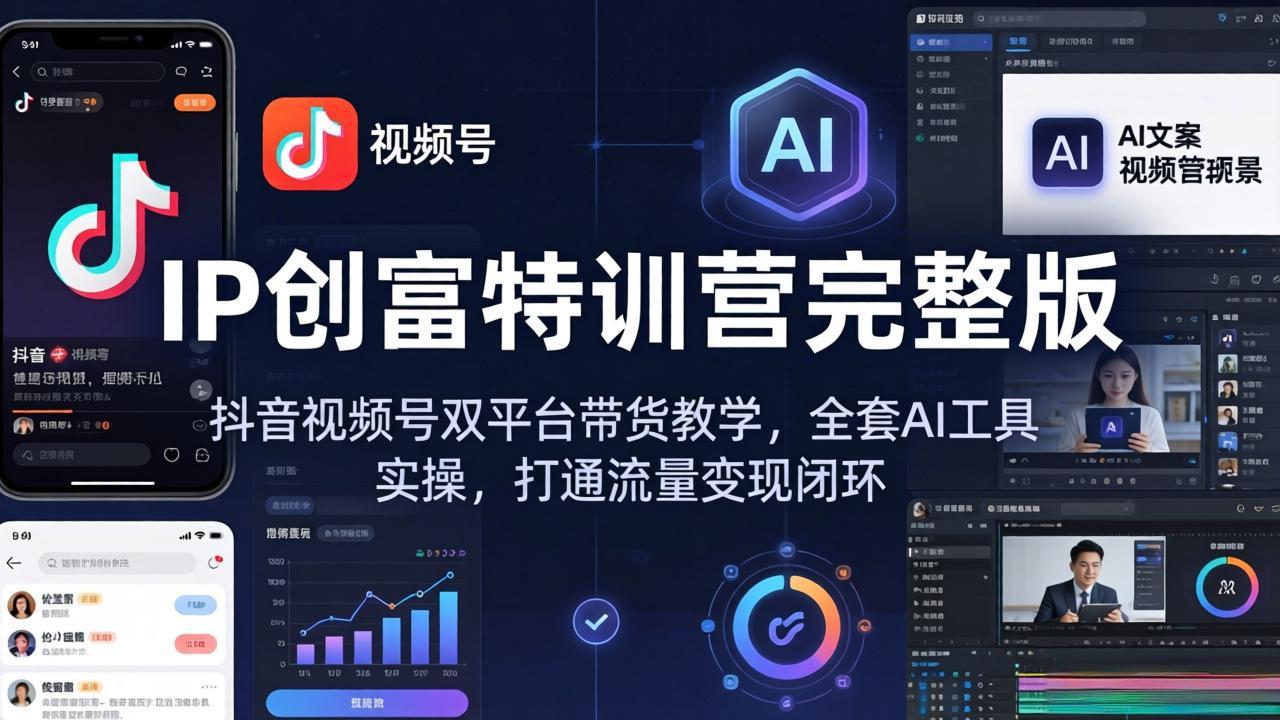 IP创富特训营完整版：抖音视频号双平台带货教学，全套AI工具实操，打通流量变现闭环-心思维创富网_网上创业教程_网络创业项目