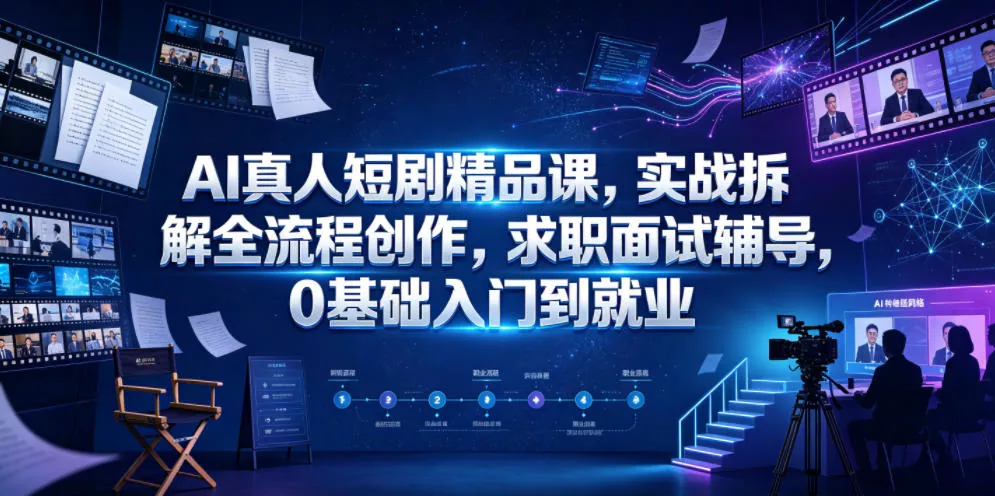 AI真人短剧精品课，实战拆解全流程创作，求职面试辅导，0基础入门到就业-心思维创富网_网上创业教程_网络创业项目