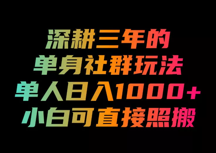 深耕三年的单身社群玩法，单人日入1000+，小白可直接照搬！【揭秘】-心思维创富网_网上创业教程_网络创业项目