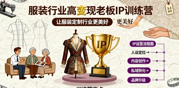 服装行业高变现老板IP训练营，让服装定制行业更美好-心思维创富网_网上创业教程_网络创业项目