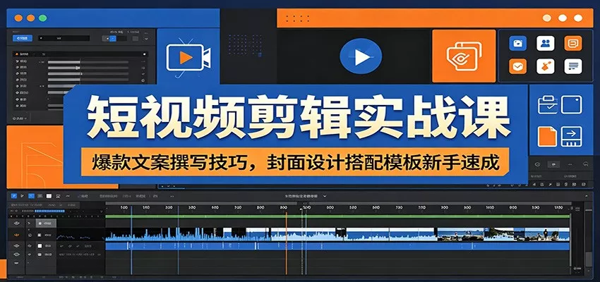 短视频剪辑实战课：爆款文案撰写技巧，封面设计搭配模板新手速成-心思维创富网_网上创业教程_网络创业项目