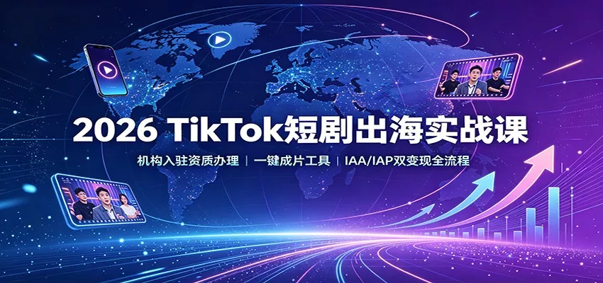 2026 TikTok短剧出海实战课：机构入驻资质办理，一键成片工具，IAA/IAP双变现全流程-心思维创富网_网上创业教程_网络创业项目