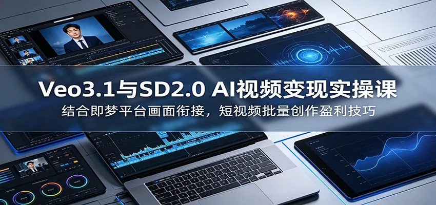 Veo3.1与SD2.0 AI视频变现实操课课：结合即梦平台画面衔接，短视频批量创作盈利技巧-心思维创富网_网上创业教程_网络创业项目