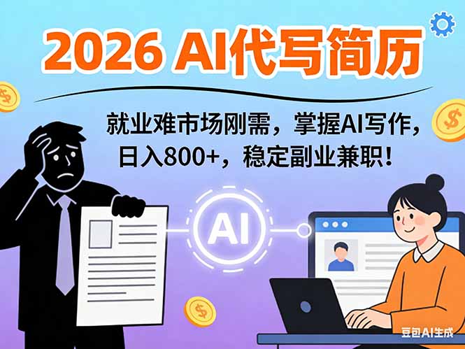 AI代写简历，超暴利，用万能模板月入1-3万实战教程，2026年市场刚需！-心思维创富网_网上创业教程_网络创业项目