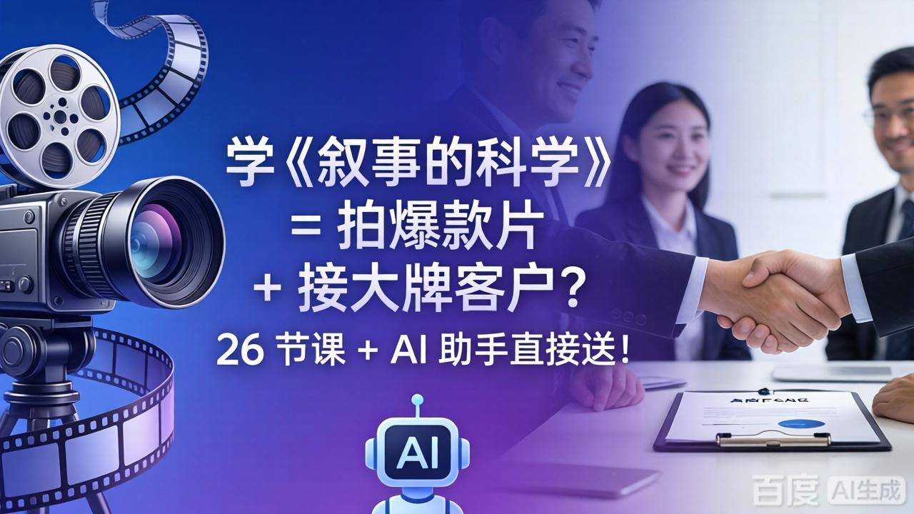 学《叙事的科学》= 拍爆款片 + 接大牌客户？26 节课 + AI 助手直接送！-心思维创富网_网上创业教程_网络创业项目